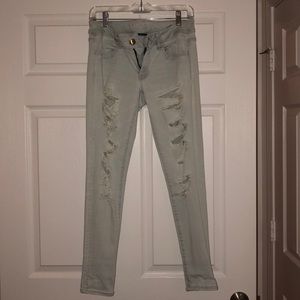 American Eagle Light Wash, ripped skinny jeans.